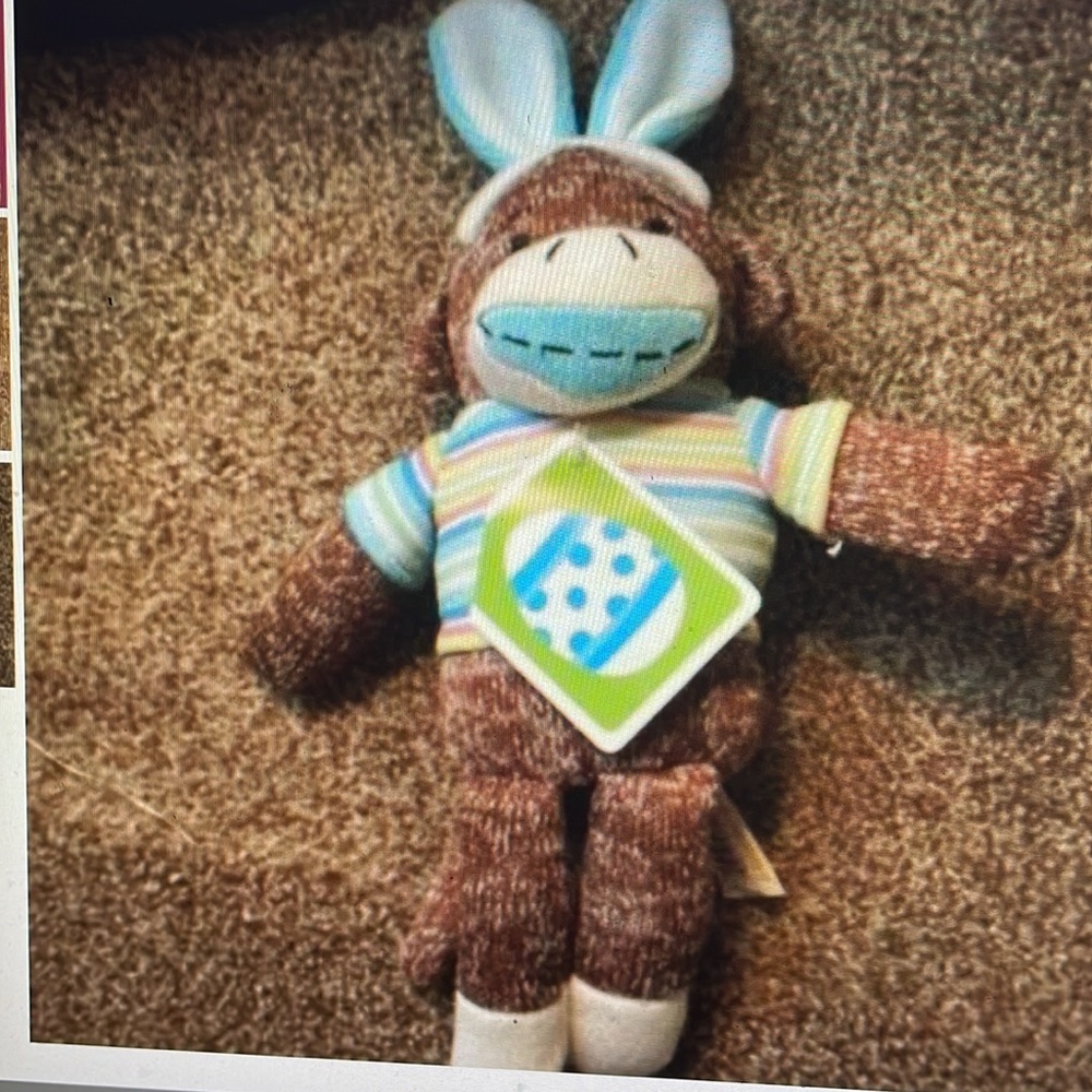 Dan Dee Sock Monkey 12" Blue Striped Shirt